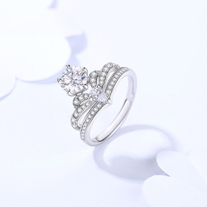 LUVXM London Moissanite 1.5ct Pear Crown Ring 2