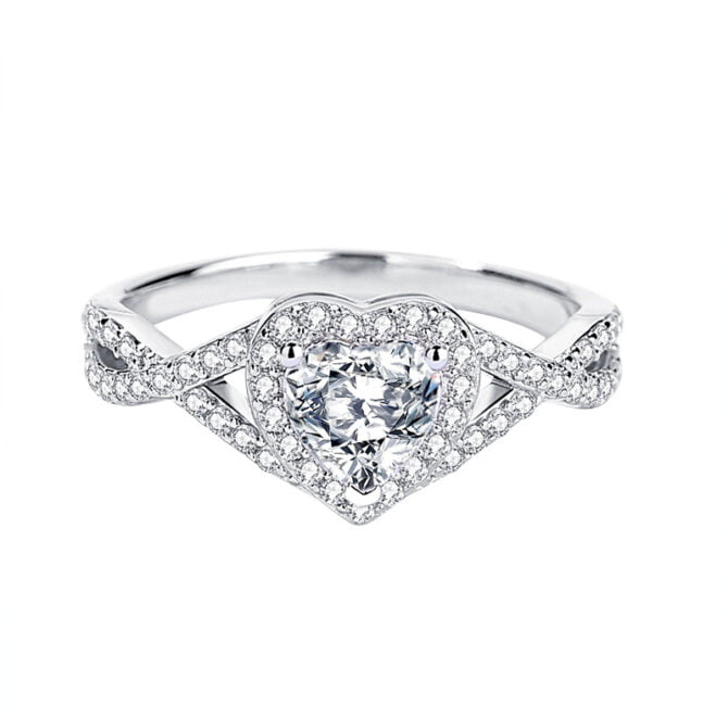 LUVXM Moissanite Halo Heart Cut Ring 2