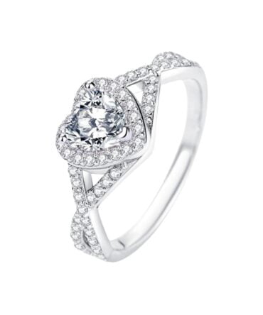 LUVXM Moissanite Halo Heart Cut Ring