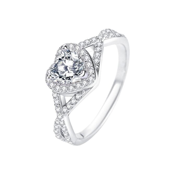 LUVXM Moissanite Halo Heart Cut Ring